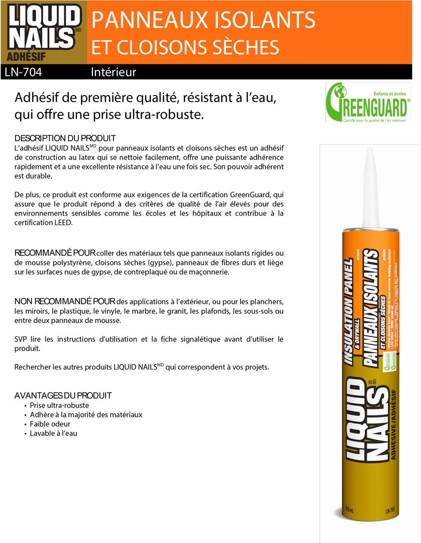 Adhesive Interior Insulation Panel/Drywall, Strong Durable