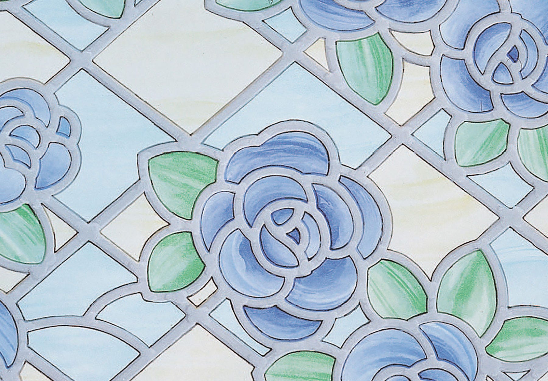 Fablon Blue Floral Window Film, Blue