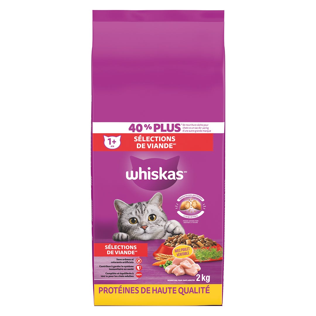 Adult Cat Dry Food, Meaty Selections Chicken, 2 kg