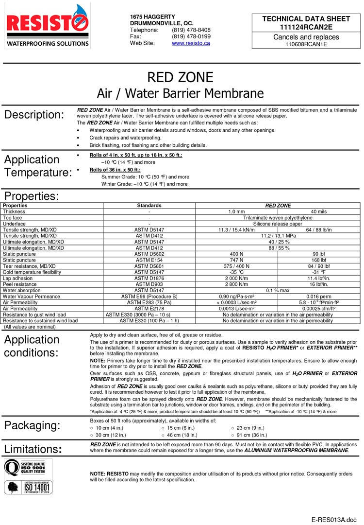 Air Barrier/Waterproofing Membrane, 4-in. X 50-ft.