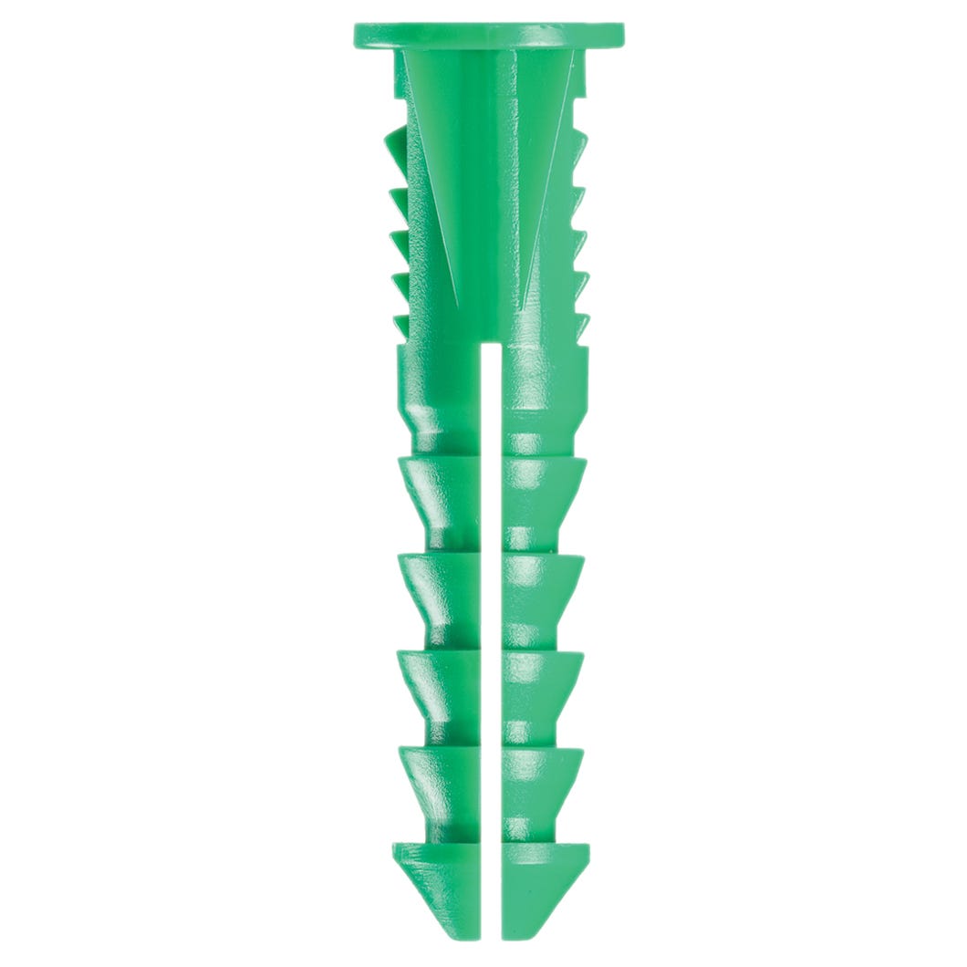 Plastic Anchor, #12 and #14, + Screws x 1-3/4 in., Green, 35/Pack