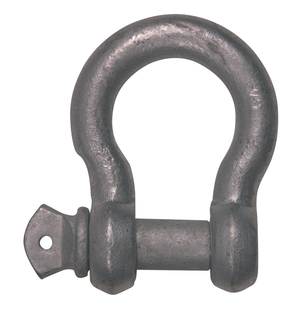 Anchor Shackle Screw Pin, Galvanized Steel, 3/16 in.