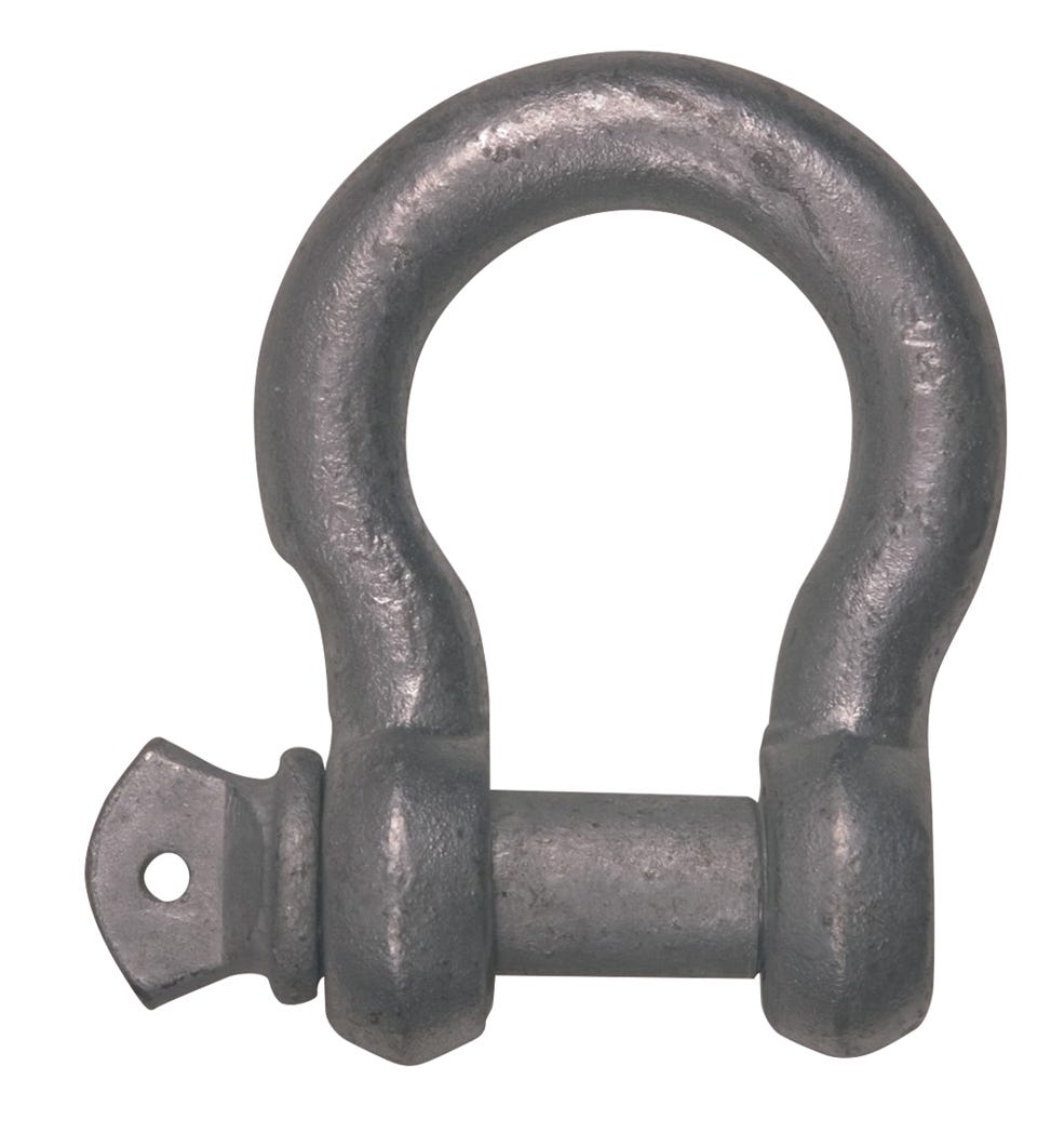 Anchor Shackle Screw Pin, Galvanized Steel, 1/4 in.