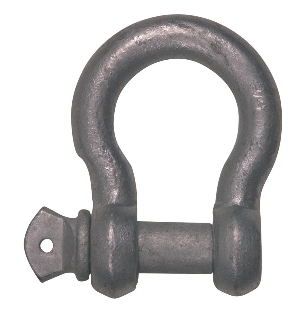 Anchor Shackle Screw Pin, Galvanized Steel, 3/8 in.