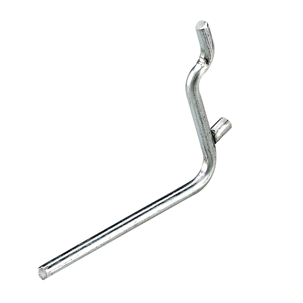 Angle hook in metal for pegboard
