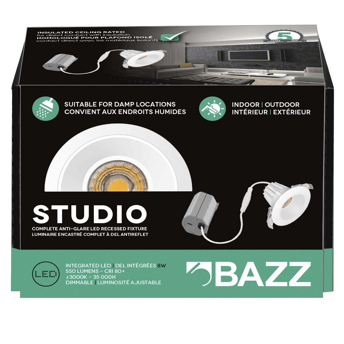 Anti-Glare-in.tegrated Recessed Light Fixture 3.25-in. X 2.75-in. X 2.5-in., Matte White
