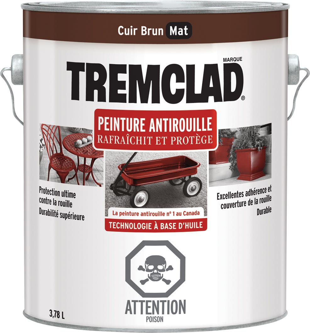 Anti-Rust Paint Oil-Based, Flat Finish, Leather Brown, 3.78 L