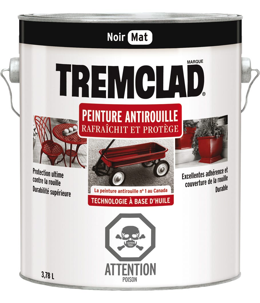 Anti-Rust Paint Oil-Based, Flat Finish, Black, 3.78 L