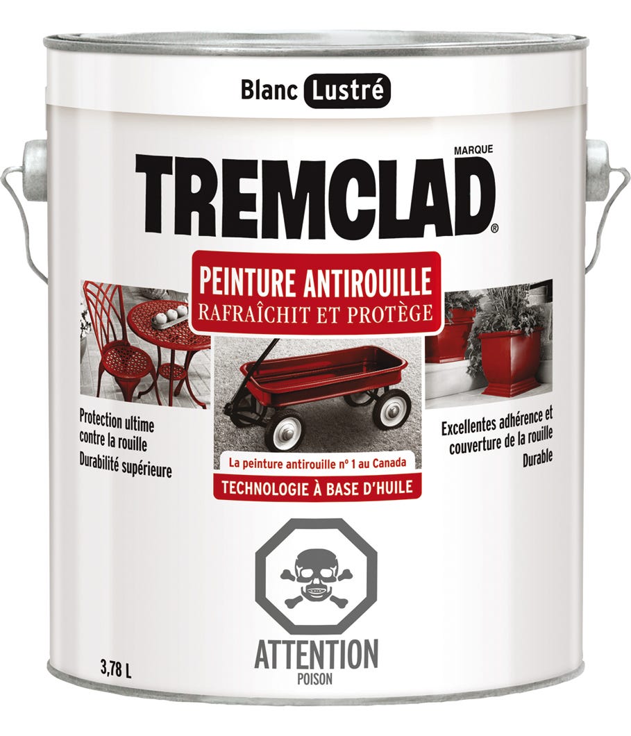 Anti-Rust Paint Oil-Based, Gloss Finish, White, 3.78 L