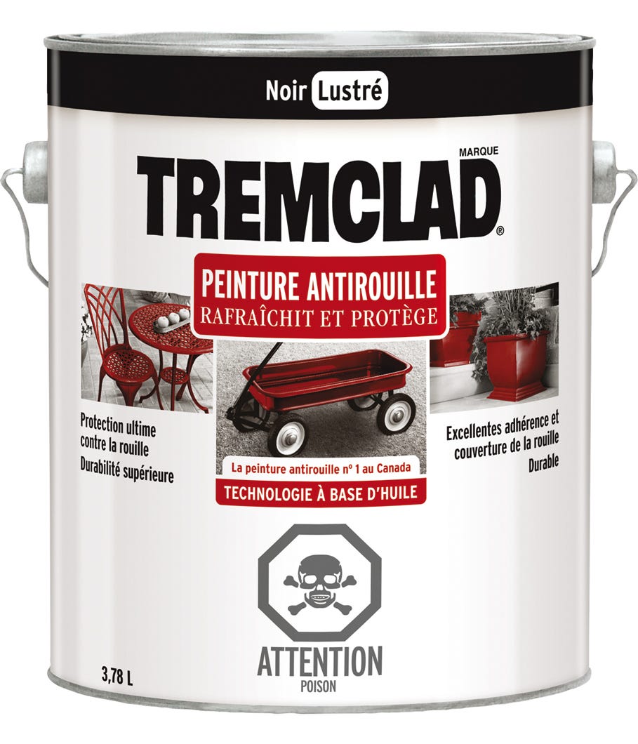 Anti-Rust Paint Oil-Based, Gloss Finish, Black, 3.78 L