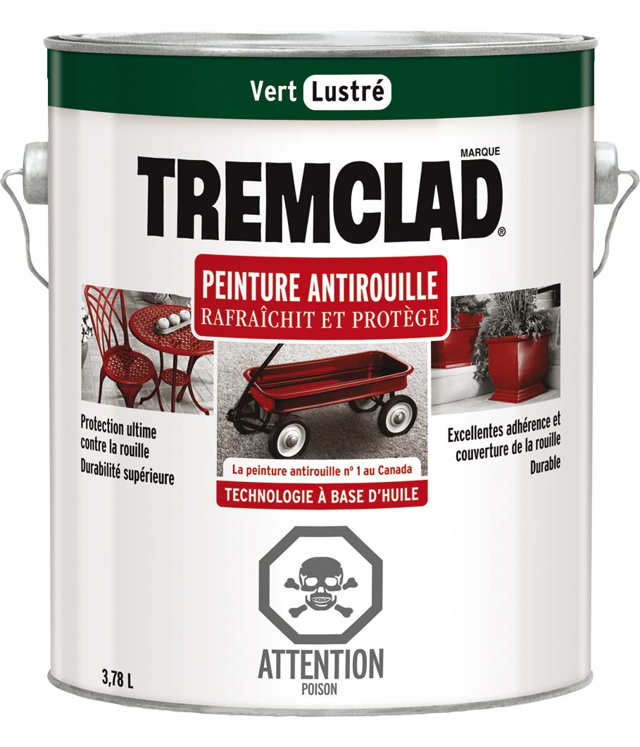 Anti-Rust Paint Oil-Based, Gloss Finish, Green, 3.78 L