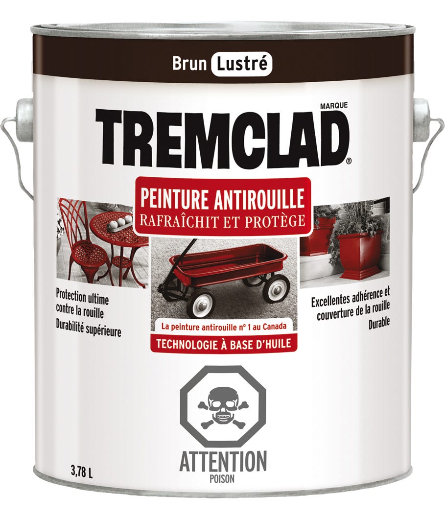 Anti-Rust Paint Oil-Based, Gloss Finish, Brown, 3.78 L
