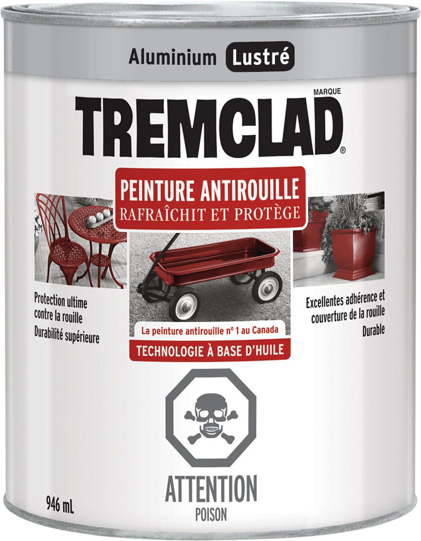 Anti-Rust Paint Oil-Based, Gloss Finish, Aluminum, 946 ml