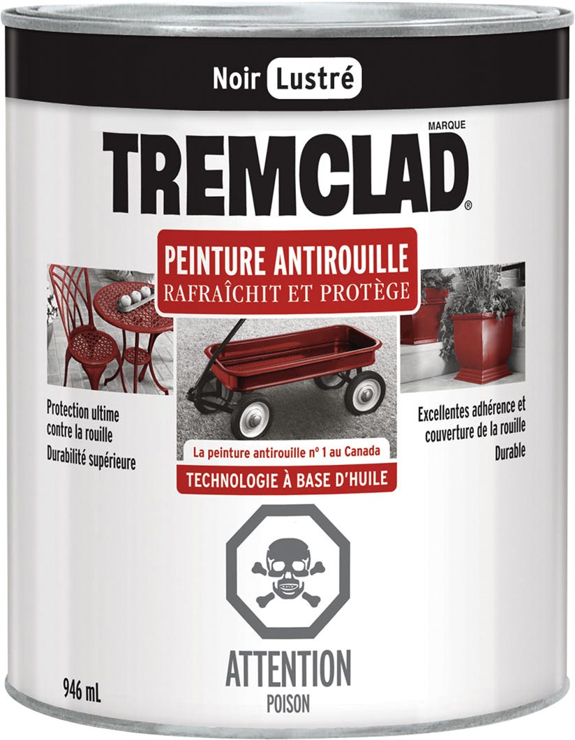 Anti-Rust Paint Oil-Based, Gloss Finish, Black, 946 ml