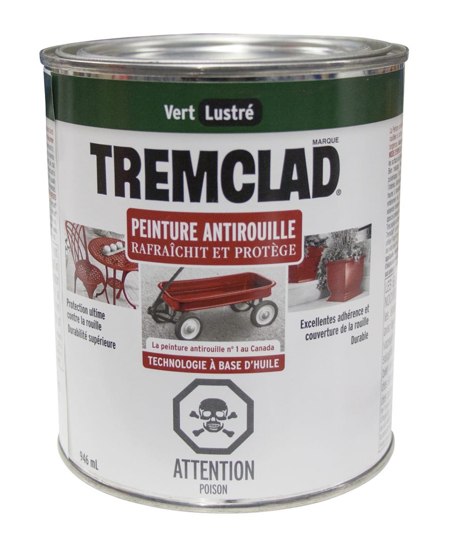 Anti-Rust Paint Oil-Based, Gloss Finish, Dark Green, 946 ml