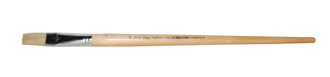 Artist Brush Flat Bristle #10, Long Wood Handle