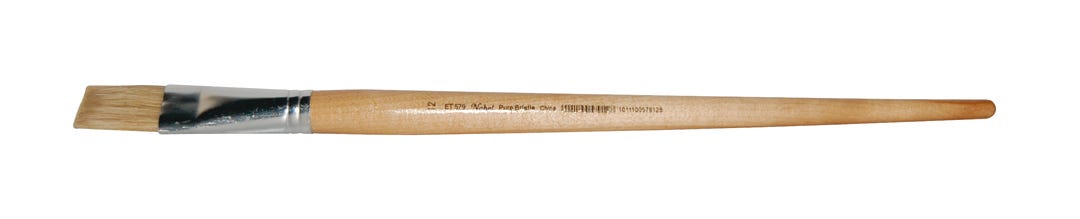 Artist Brush Flat Bristle #12, Long Wood Handle