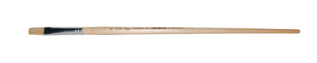 Artist Brush Flat Bristle #6, Long Wood Handle