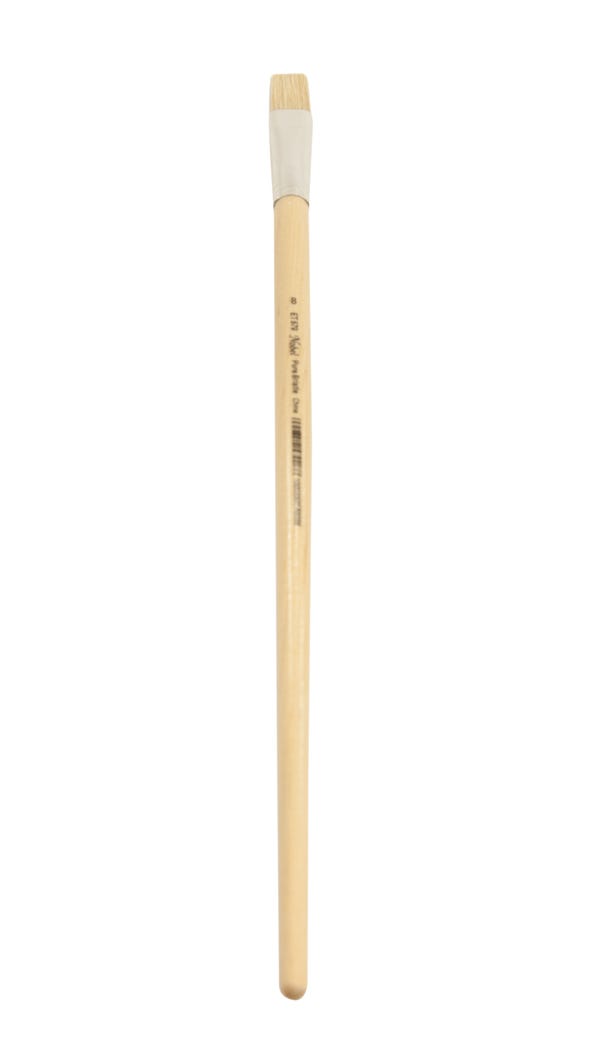 Artist Brush Flat Bristle #8, Long Wood Handle