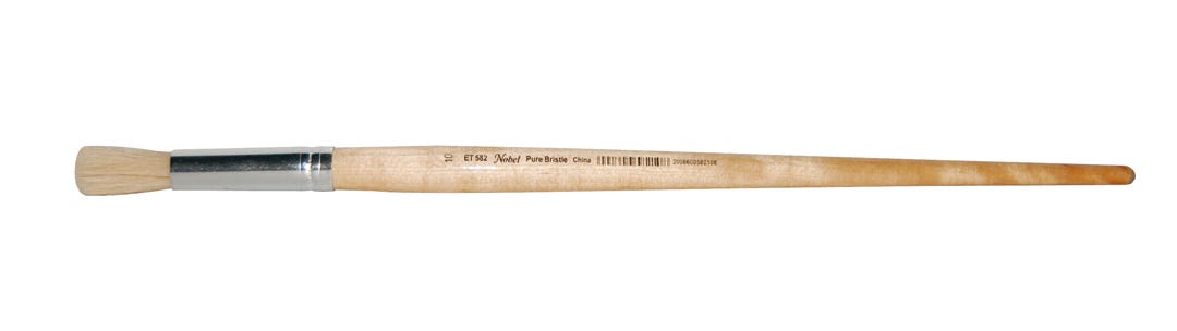 Artist Brush Round Bristle #10, Long Wood Handle