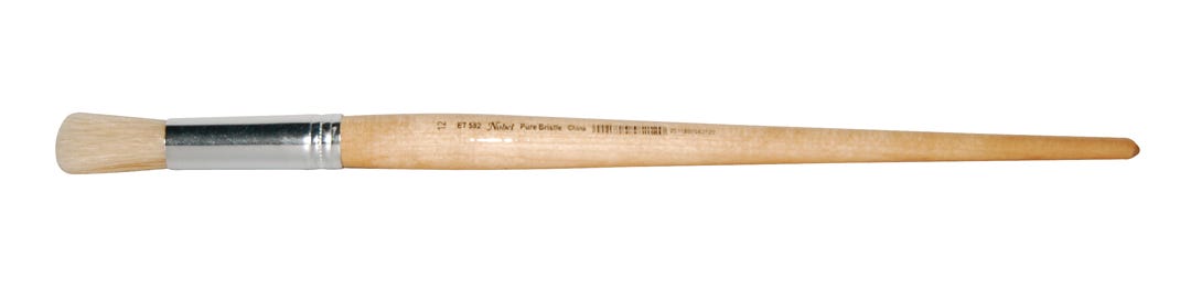 Artist Brush Round Bristle #12, Long Wood Handle