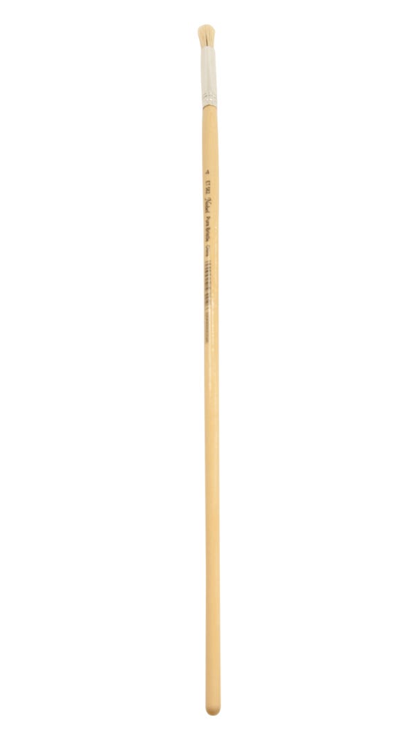 Artist Brush Round Bristle #4, Long Wood Handle