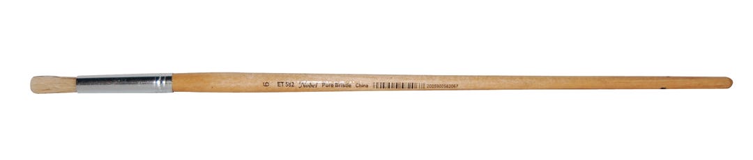 Artist Brush Round Bristle #6, Long Wood Handle