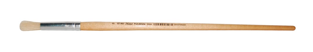 Artist Brush Round Bristle #8, Long Wood Handle