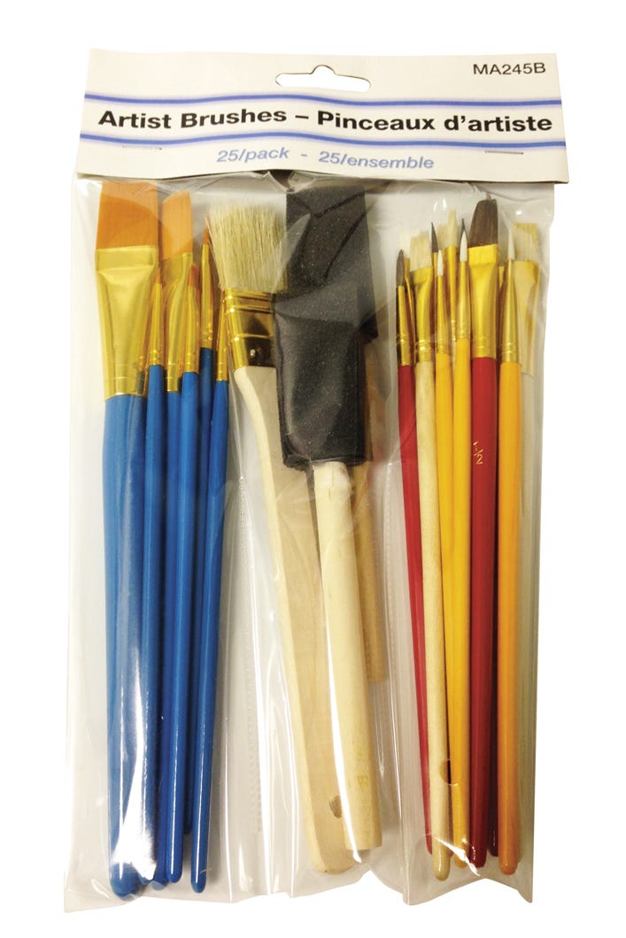 Artist Brushes Set, 25/Pack