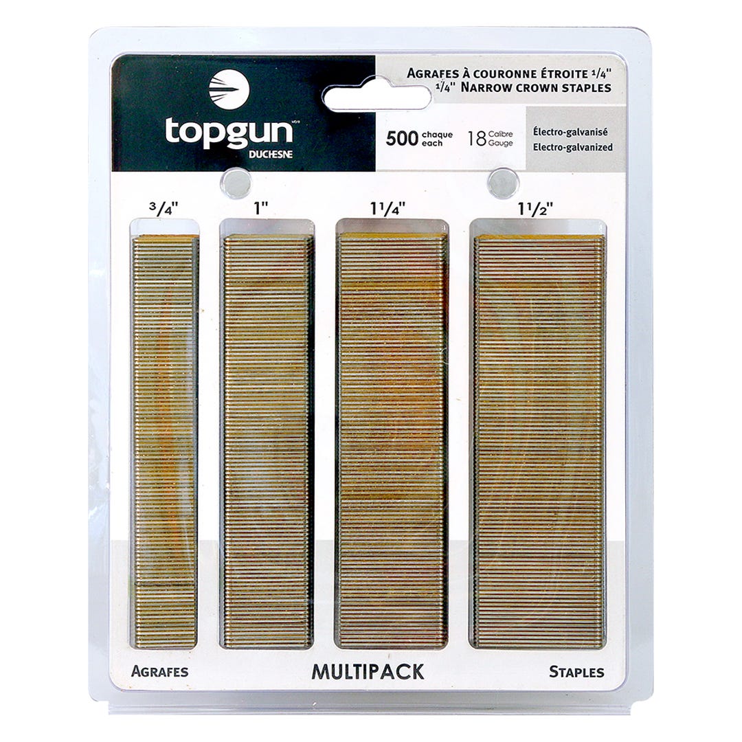 Assorted Wide Crown Staples 18 Ga, 1/4 in., 2000/box