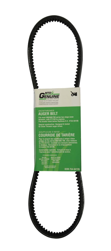 Auger belt for snow thrower