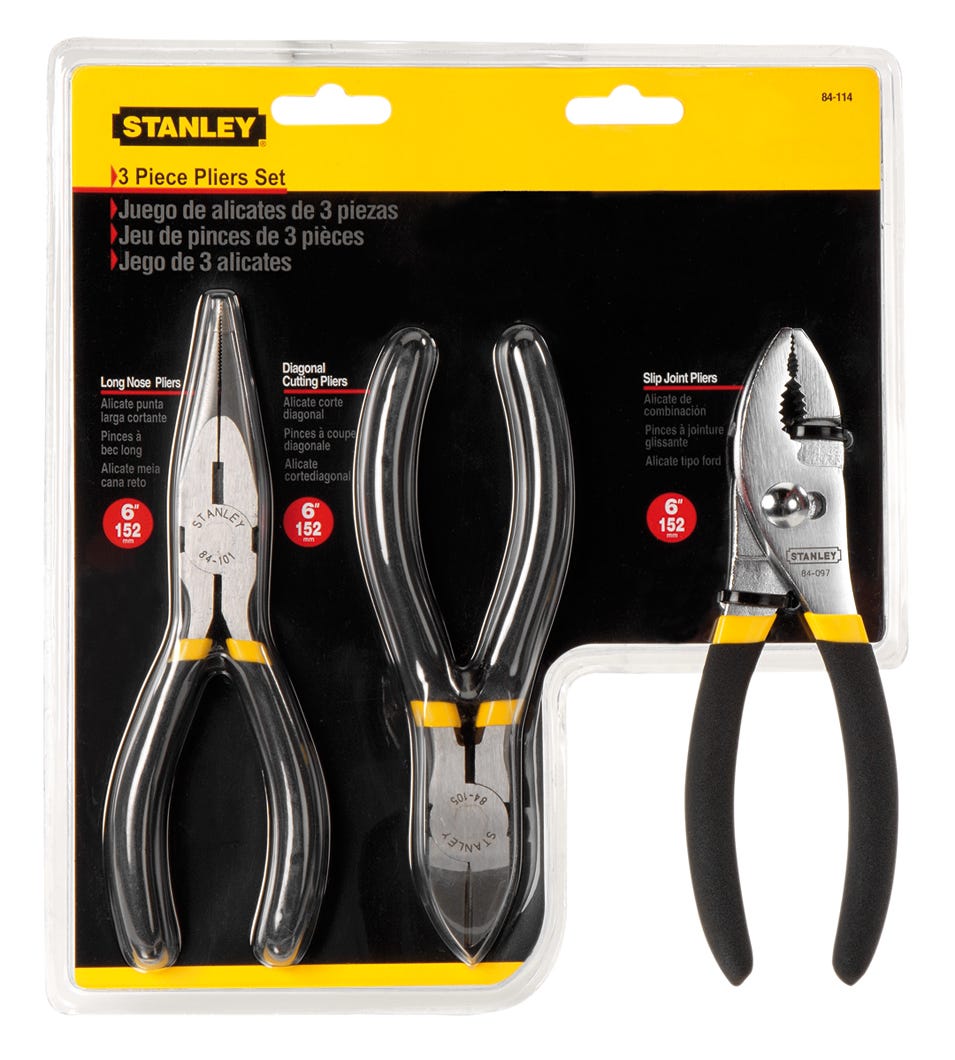 Basic plier set slip joint / diagonal / long nose