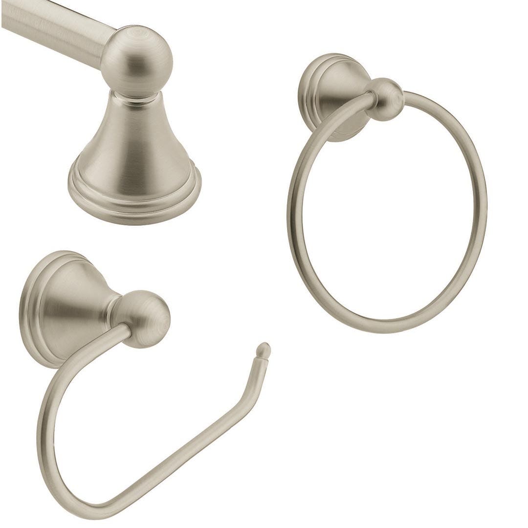 Bathroom Accessories, 3 Pc Set, Brushed Nickel