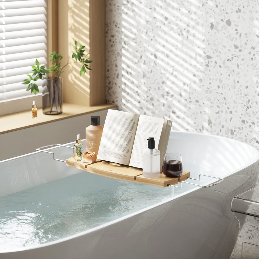 Aquala Bath Caddy, Natural, 28-in. to 37-in.