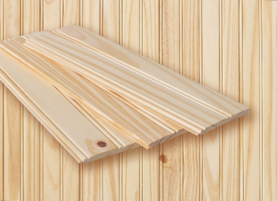 Beaded knotty pine panelling