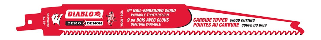 Demolition Reciprocating Saw Blade, Carbide Teeth 9-in.
