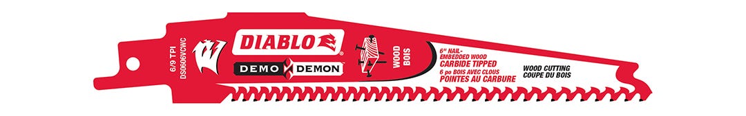 Demolition Reciprocating Saw Blade, Carbide Teeth 6-in.