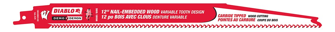 Demolition Reciprocating Saw Blade, Carbide Teeth 12-in.