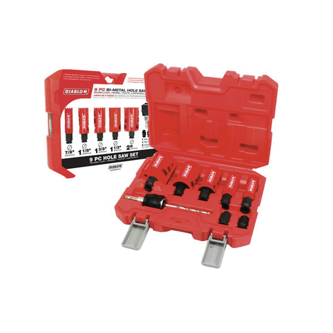Bi-metal Hole Saw Set, 9 Pieces