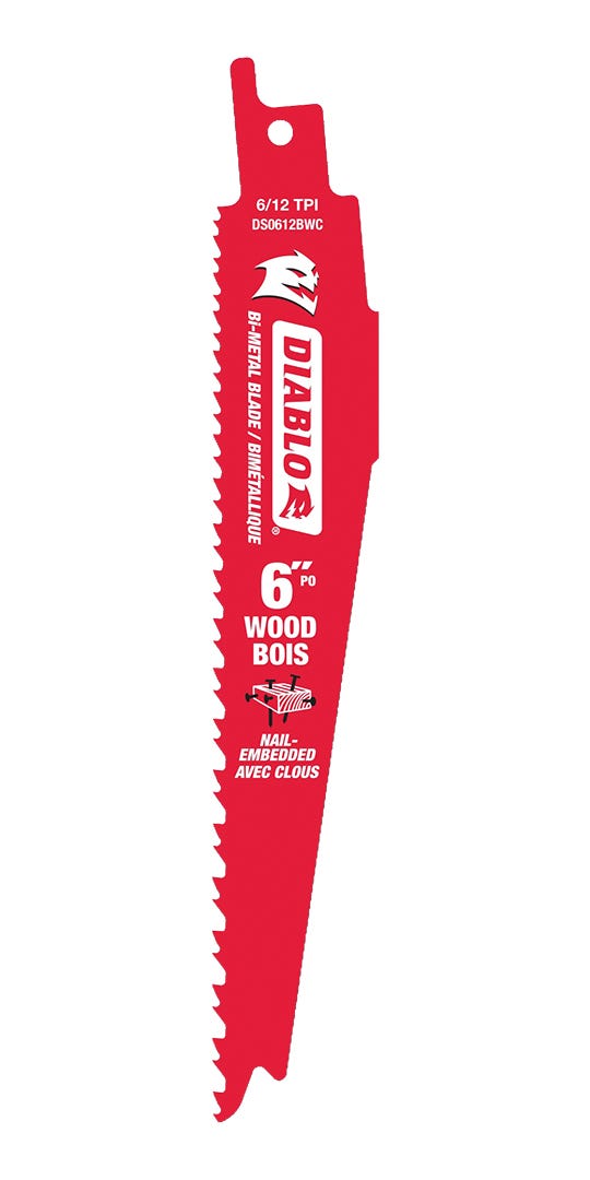 Diablo Bi-metal Reciprocating Blade for Wood & Metal, 6-In