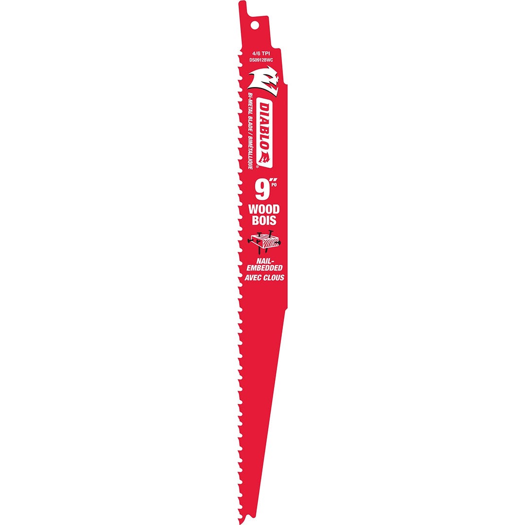Diablo Bi-metal Reciprocating Blade for Wood & Metal, 9-In
