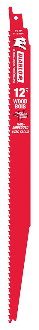 Diablo Bi-metal Reciprocating Blade for Wood & Metal, 12-In