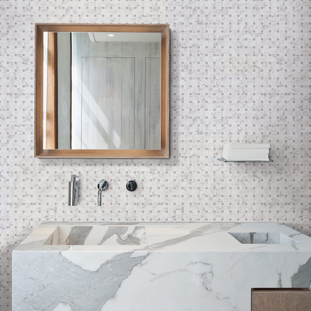 Bianco Carrara Backsplash, Grey