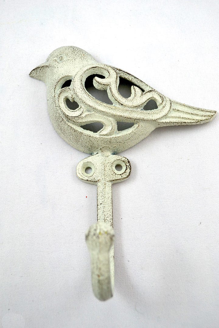 Bird Hook 12-in. X 15-in. X 5-in., Cast Iron White