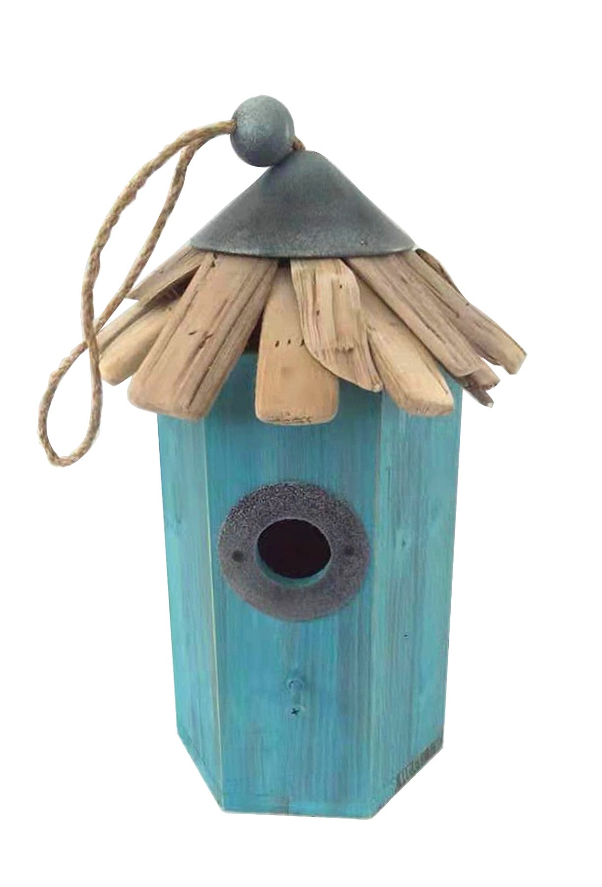 Decorative Wooden Garden Birdhouse, 20 cm X 35 cm X 20 cm, Blue
