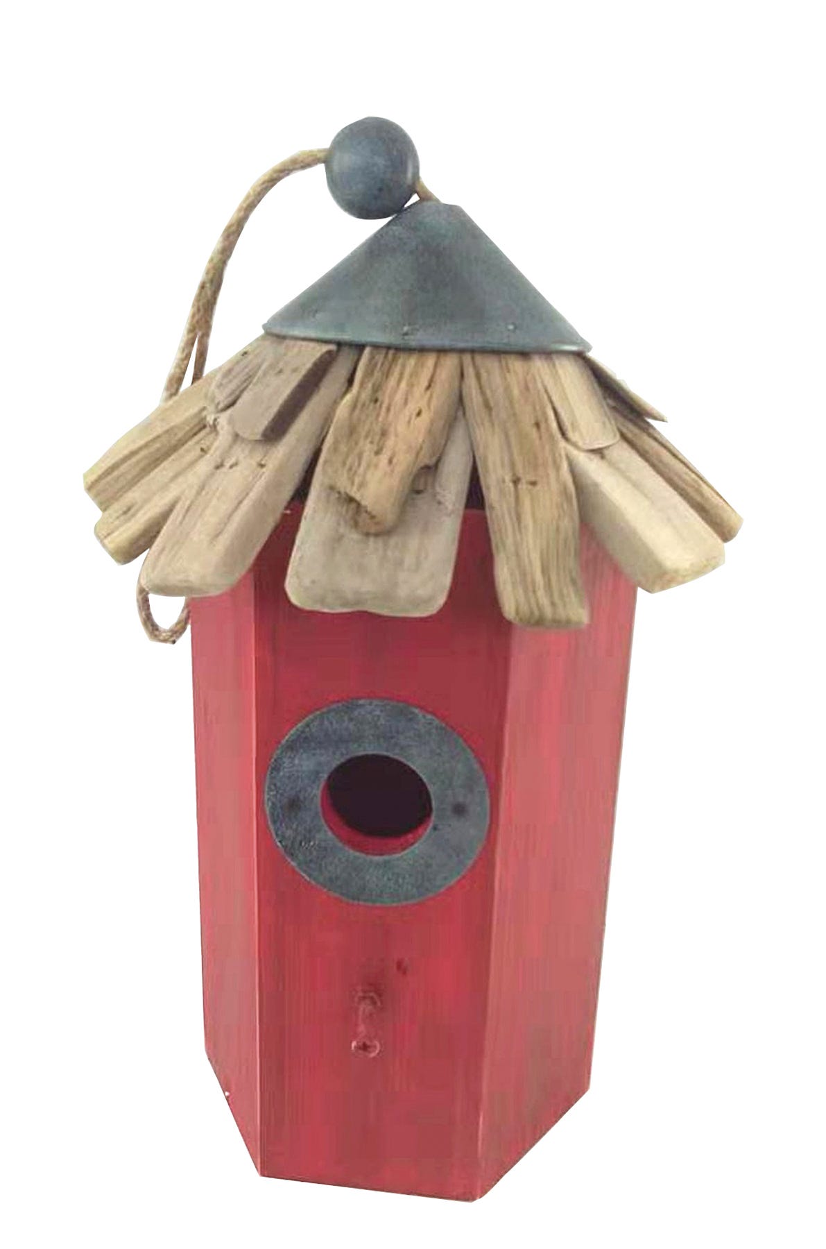 Decorative Wooden Garden Birdhouse, 20 cm X 35 cm X 20 cm, Red