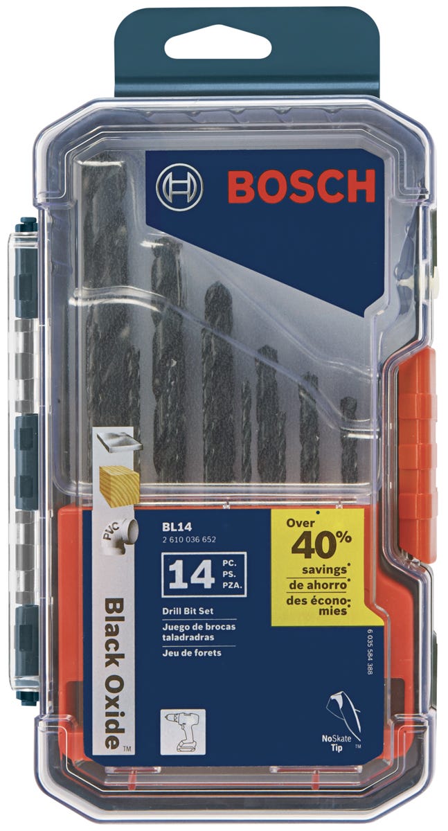 Bosch 14-Pc Black Oxide Metal Drill Bit Set