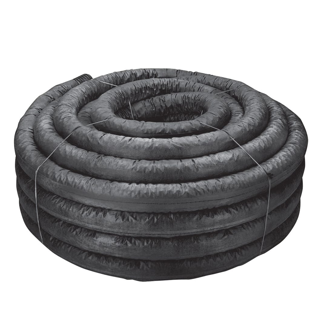 Black Sock Pipe Single Wall Perforated Drainage, 4-in. X 50-ft.