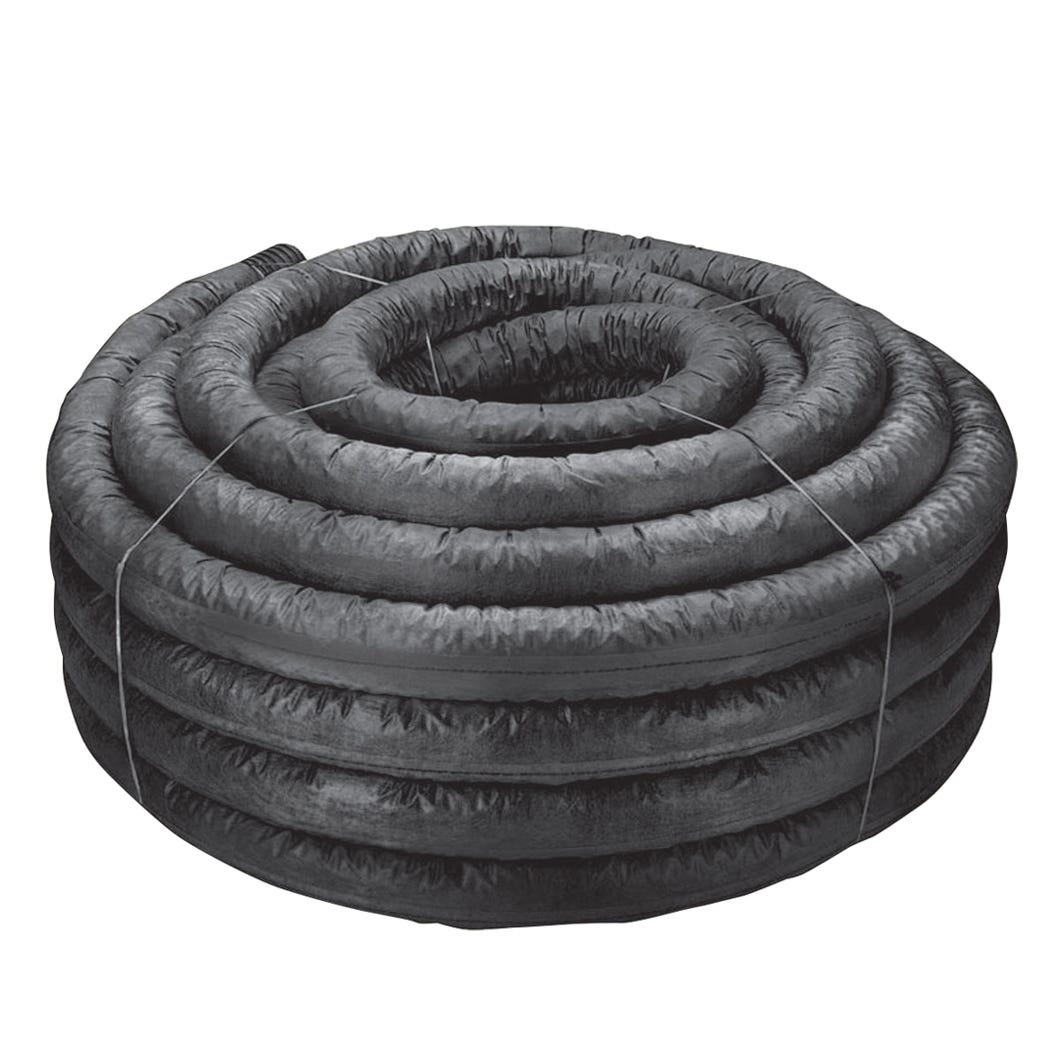 Black Sock Pipe Single Wall Perforated Drainage, 6-in. X 100-ft.
