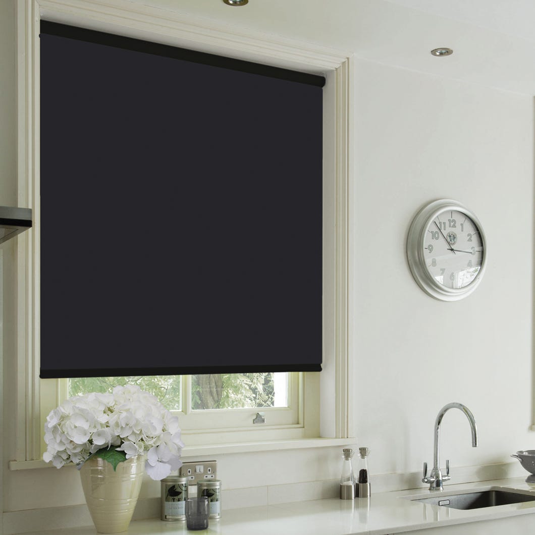 Lauren Taylor Blackout Cordless Roller Blind, Black, 79-in. X 77-in.